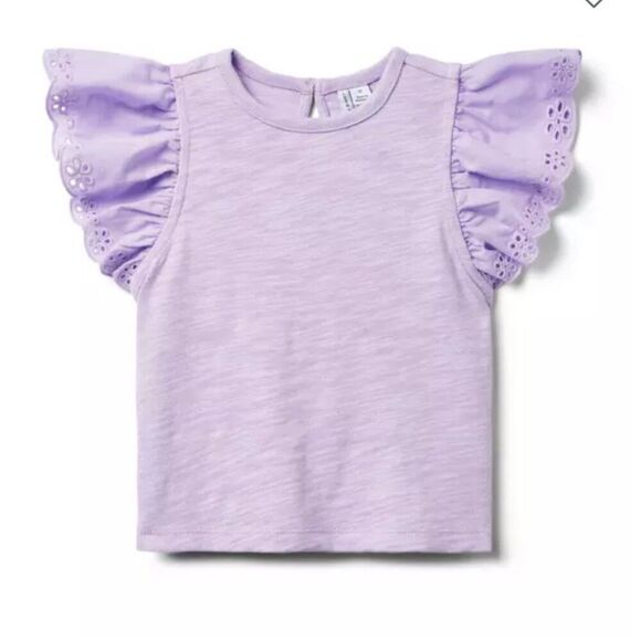 Janie and Jack 100048798 Orchid Breeze Eyelet Ruffle Sleeve Top size 6-12 m NWT - Picture 1 of 8